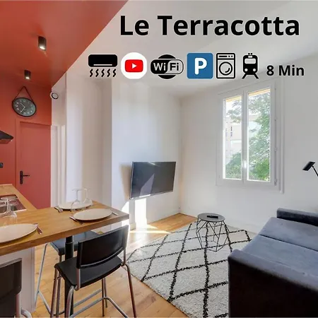 Appartement Terracotta-T2-Clim-Parking Gratuit Prive à Pierre-Bénite Extérieur photo